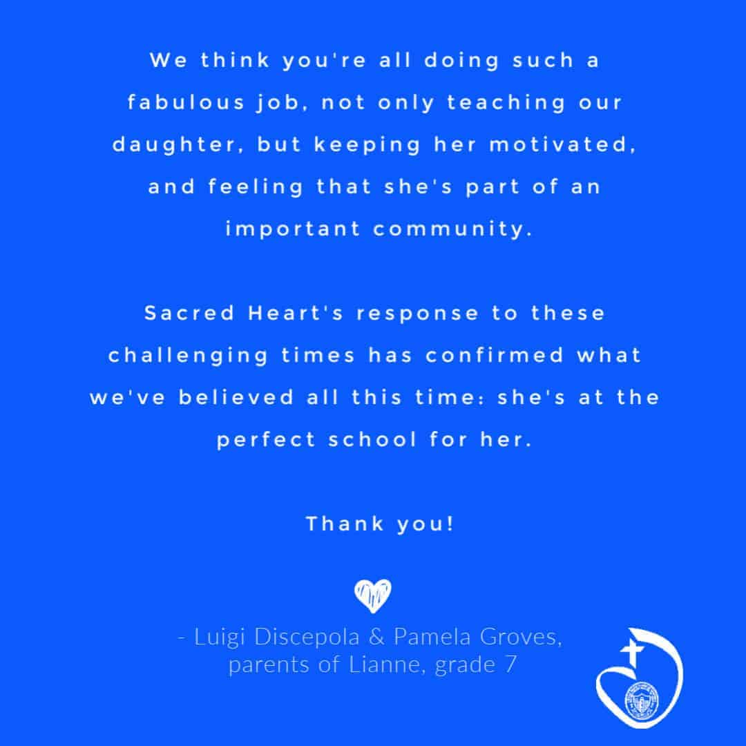 Testimonial from Sacred Heart parent